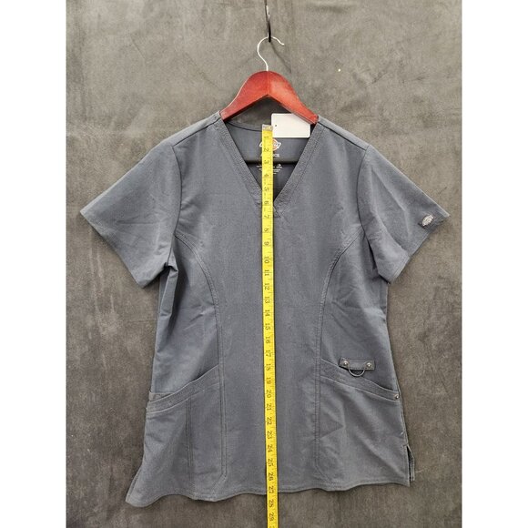 Dickies Dynamix Womens V-Neck Scrub Top Pewter Medium Stretch Fabric Lightweight - Picture 9 of 16
